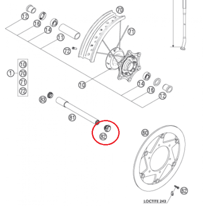 Priekinio rato ašies veržlė HUSQVARNA FE FS TE 450 550 650 04-20