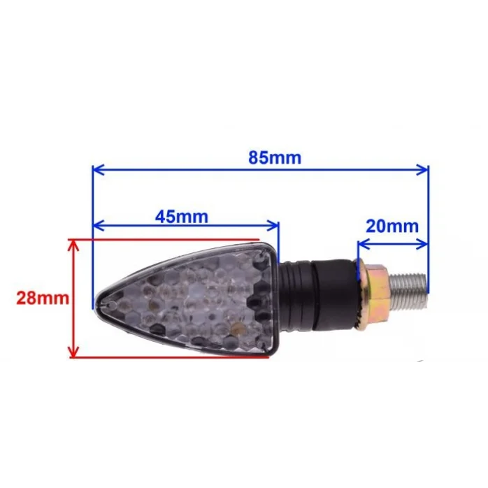 Universalus LED posūkių žibintas su skaidriu stikliuku LED (12V 1W) M10 x 1,00