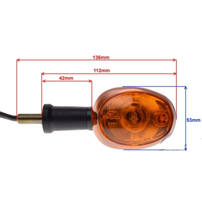 Universalus posūkių žibintų komplektas BA15S (12V 21W) E4 M10 x 1.25