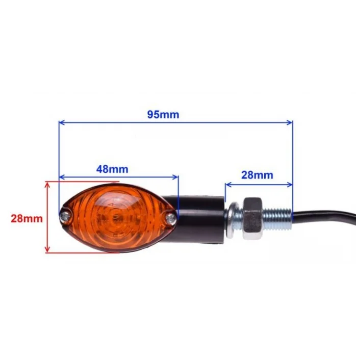 LED Posūkių žibintų komplektas (oranžinis stikliukas) (12V 1W) M10 x 1,25