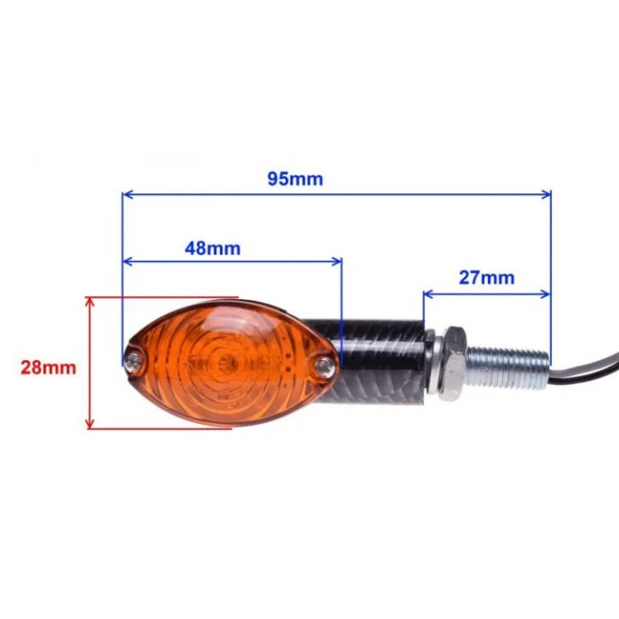 LED Karboninis posūkių žibintų komplektas (12V 1W) M10 x 1,25
