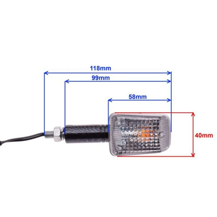 Universalus Karboninis Posūkių Žibintų Komplektas 4vnt BA9S (12V 23W) E8 M8 x 1.25