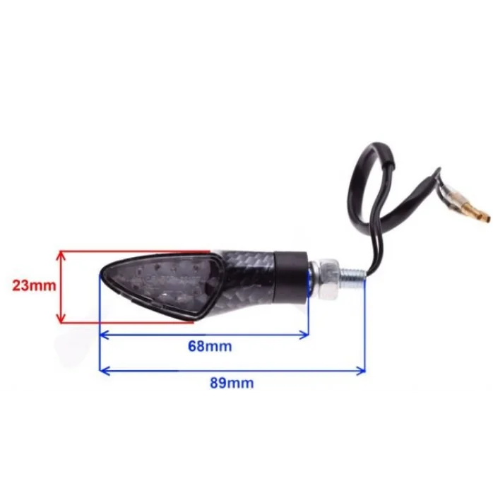 LED Karboninis posūkių žibintų komplektas (12V 1W) M8 x 1,25