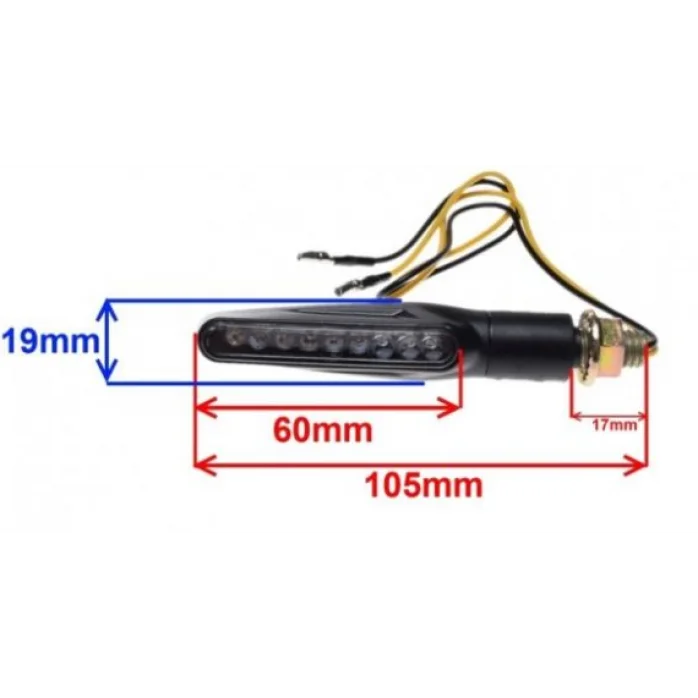 LED Posūkių žibintų komplektas (skaidrūs) M10x1,5 E24 12V 1W