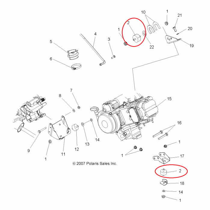 BRONCO Variklio pagalvė POLARIS (OEM: 3021936 3022071 3110044)