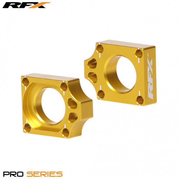 RFX Pro Rear Axle Adjuster Blocks (Yellow) Suzuki RMZ250/450 06-17